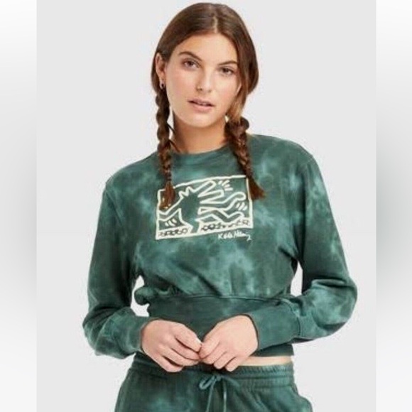 Keith Haring Green Tie-Dye Sweatshirt - Picture 1 of 5